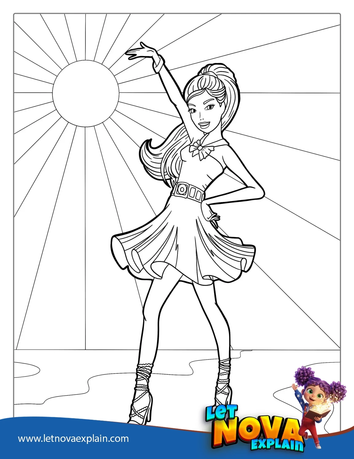 Barbie Dancing Coloring Page — Printable PDF