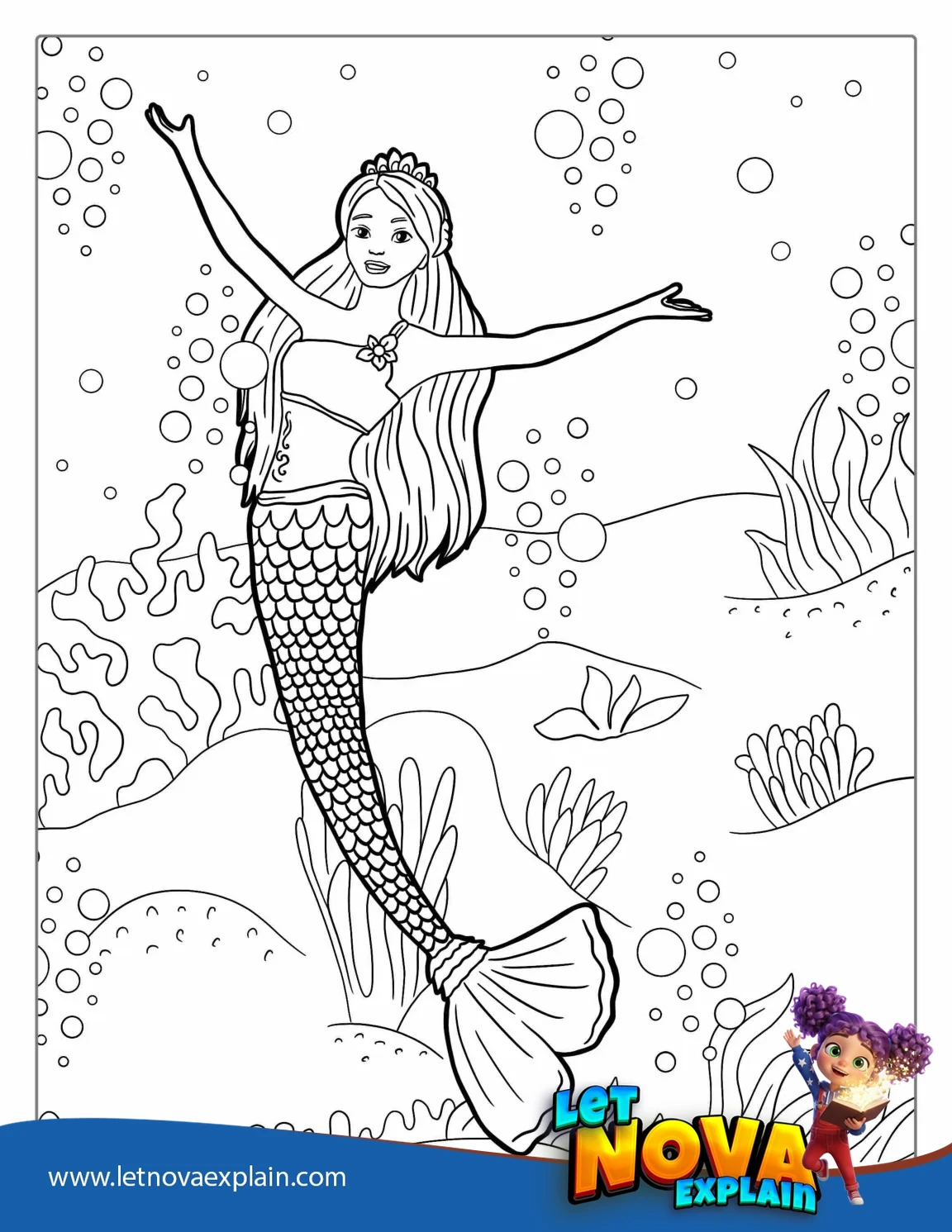 Barbie Mermaid Coloring Sheet For Kids — Coloring page