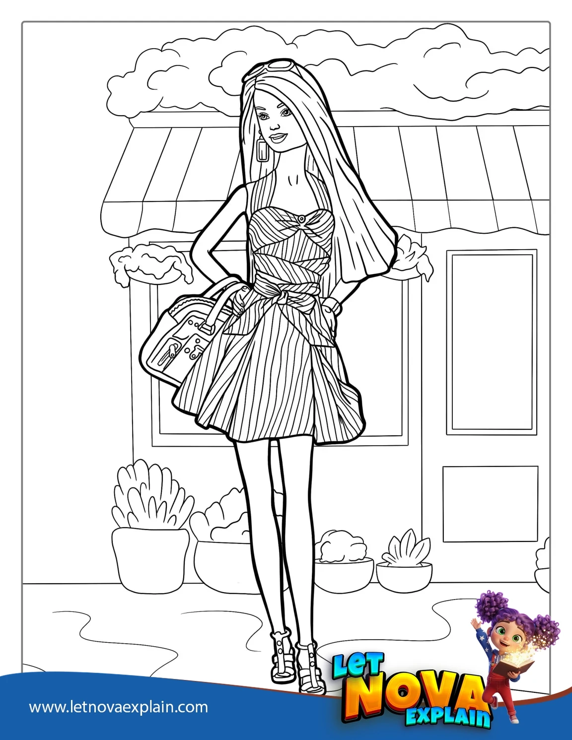 Barbie Out Shopping — Coloring page