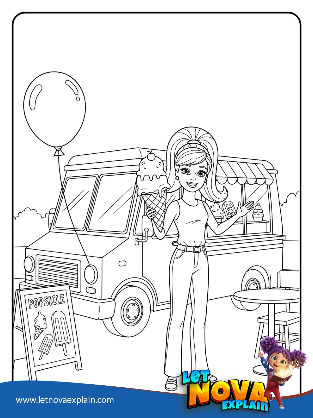 Barbie at the Ice Cream Truck coloring — Disegno da colorare