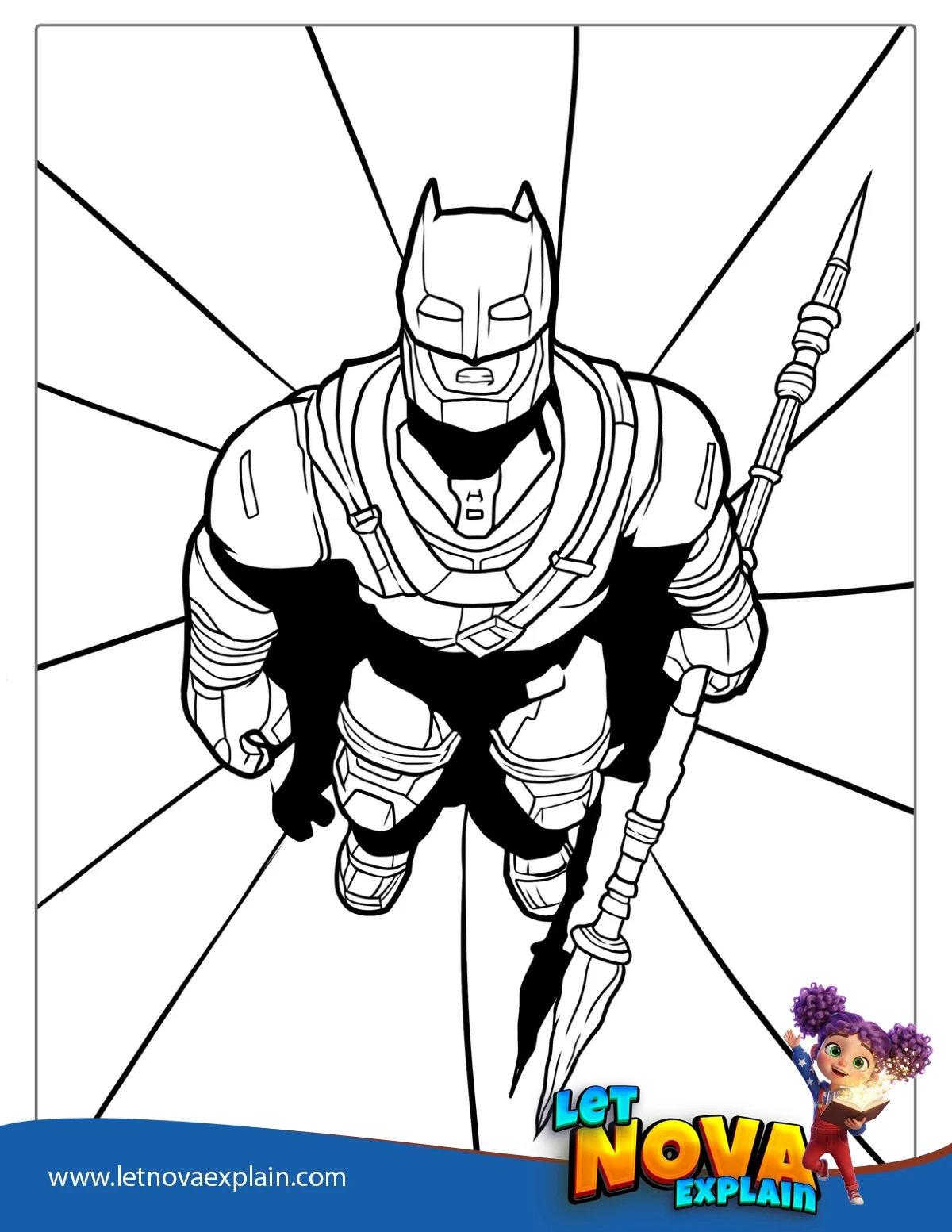 Coloring Sheet Of Batman In Armored Batsuit — Coloring page