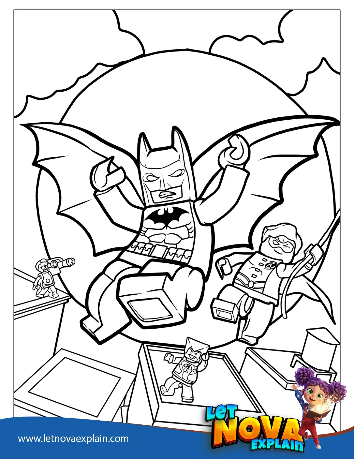 Lego Batman And Robin Fighting Crime Coloring — PDF imprimable