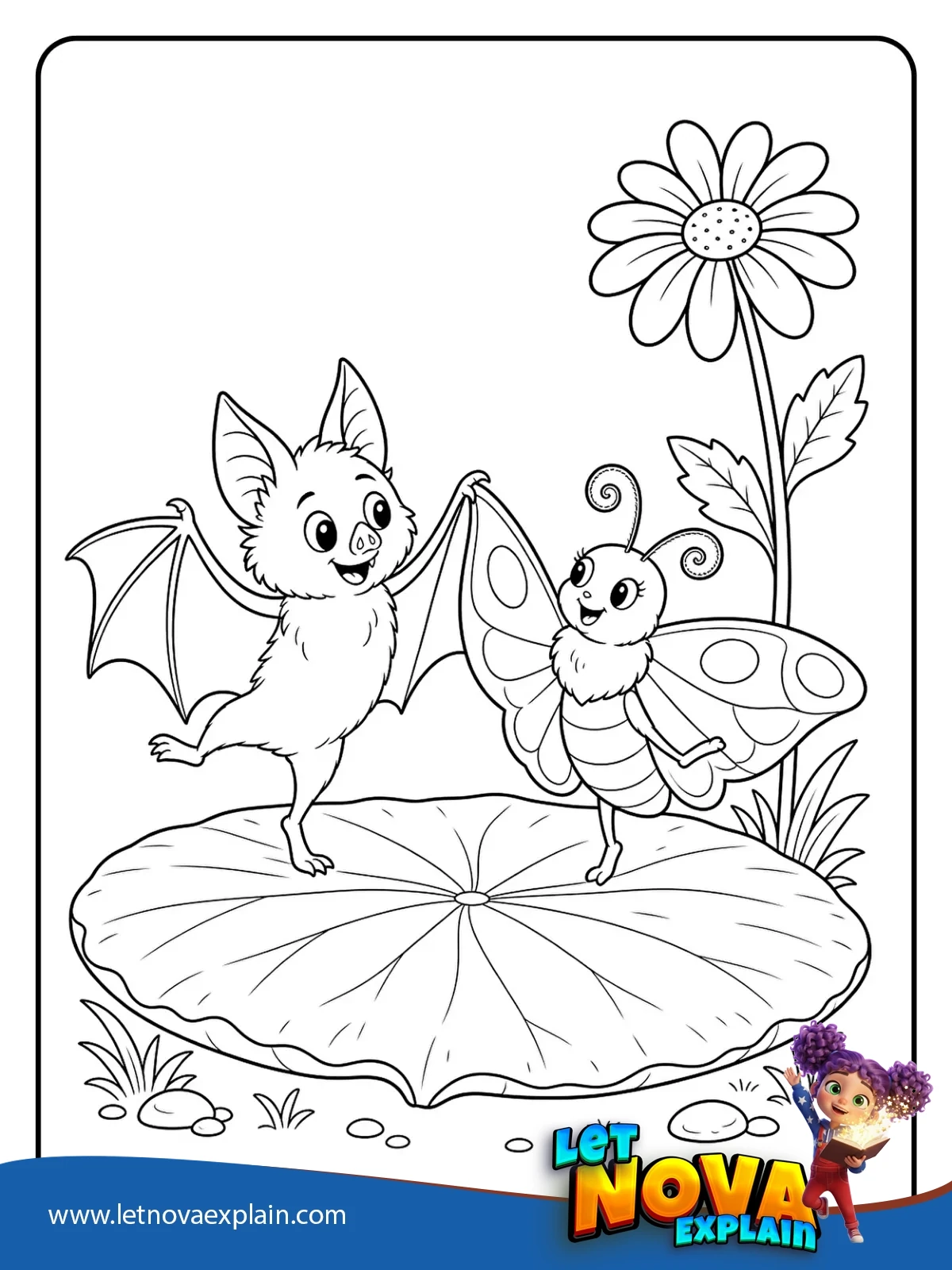 Bat and Moth Dance coloring — Printable PDF