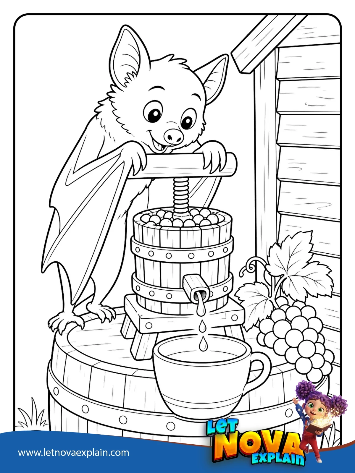 Bats Berry Juice Press coloring — Printable PDF