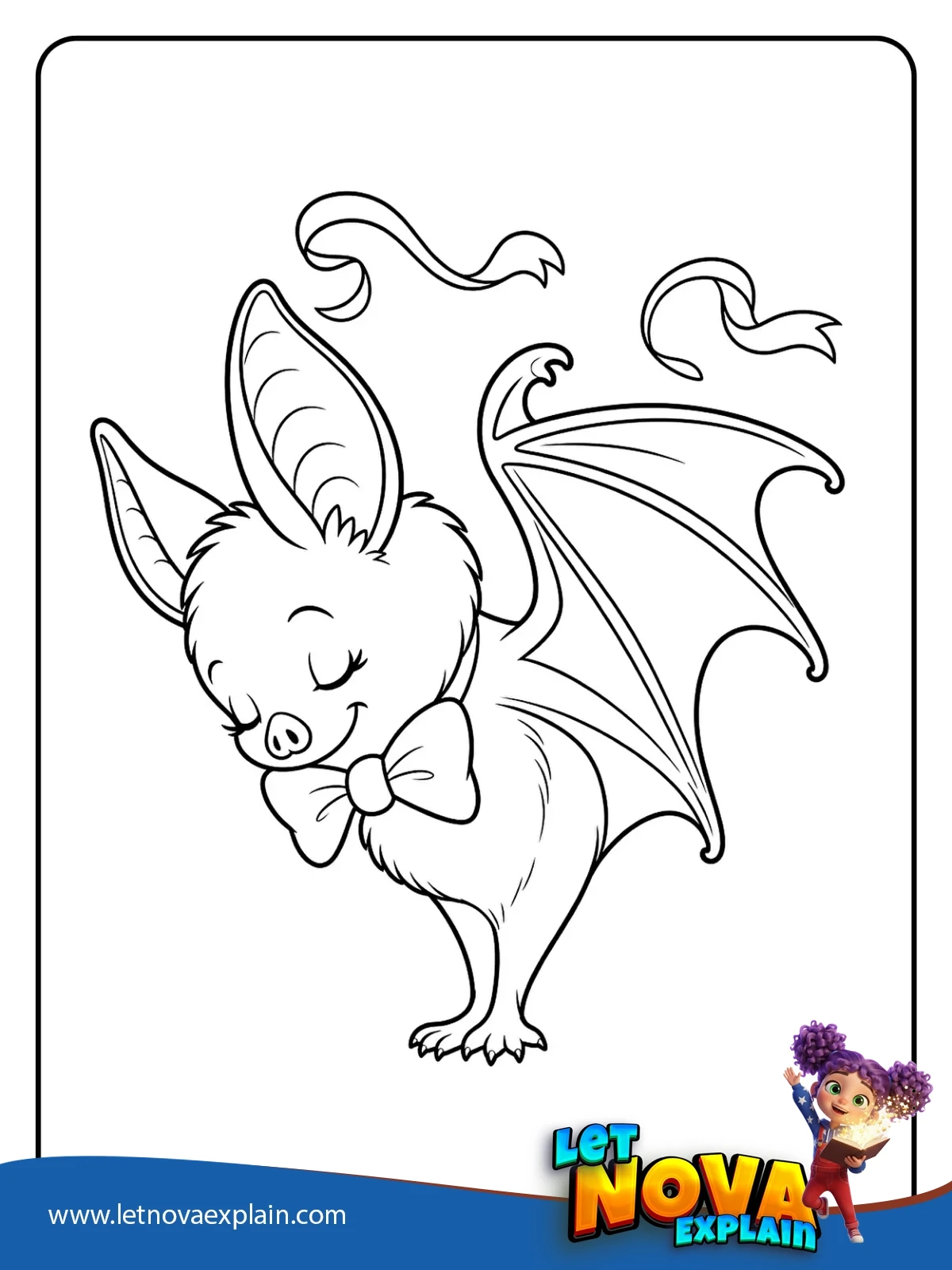 Bats Bow Tie Bow coloring — Printable PDF