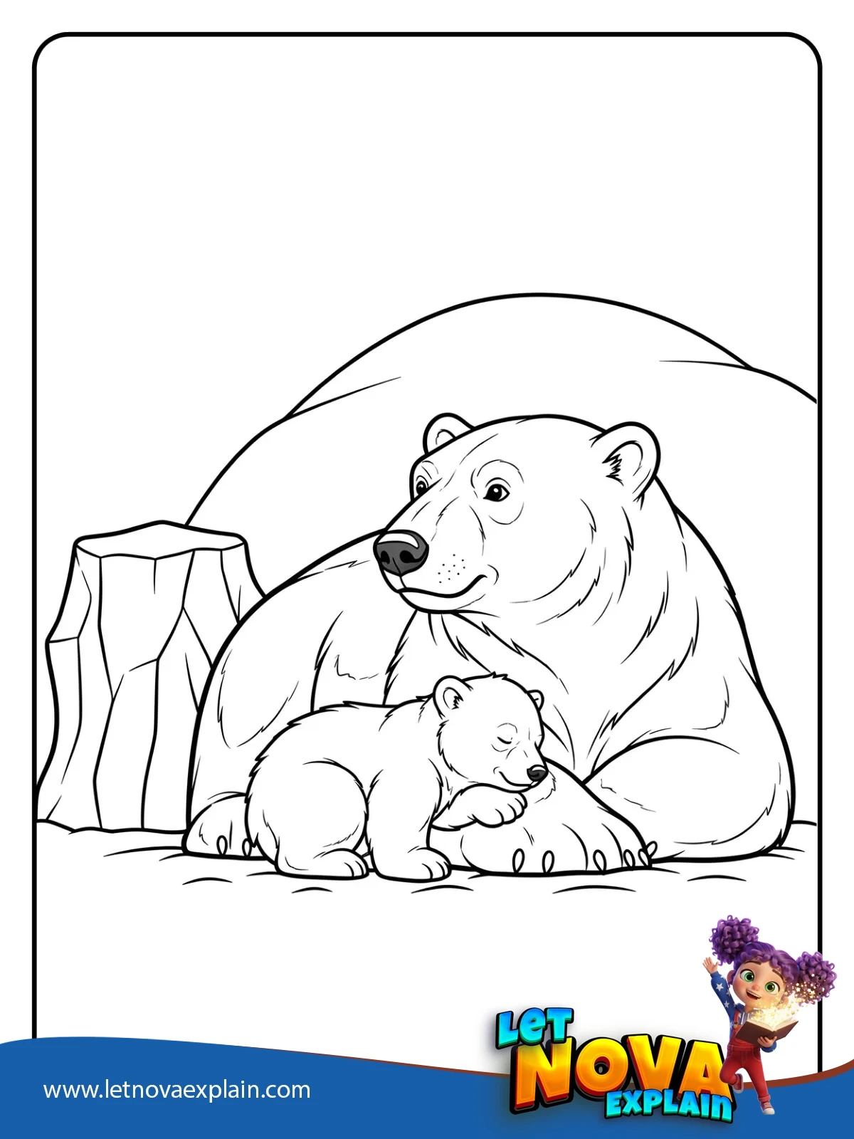 Polar Cubs Cuddle coloring — Coloring page