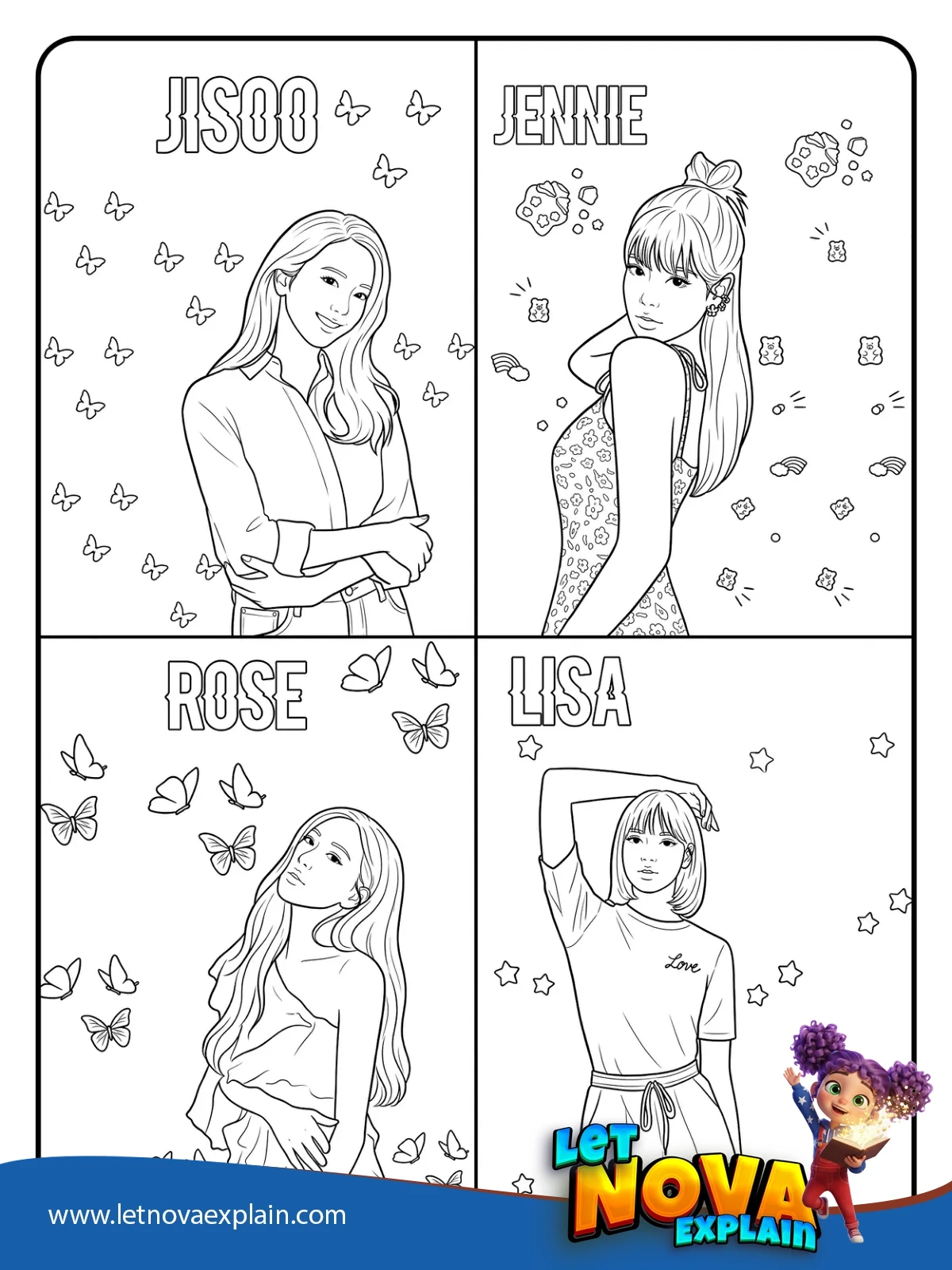 BLACKPINK Solo Member Cards coloring — Coloring page