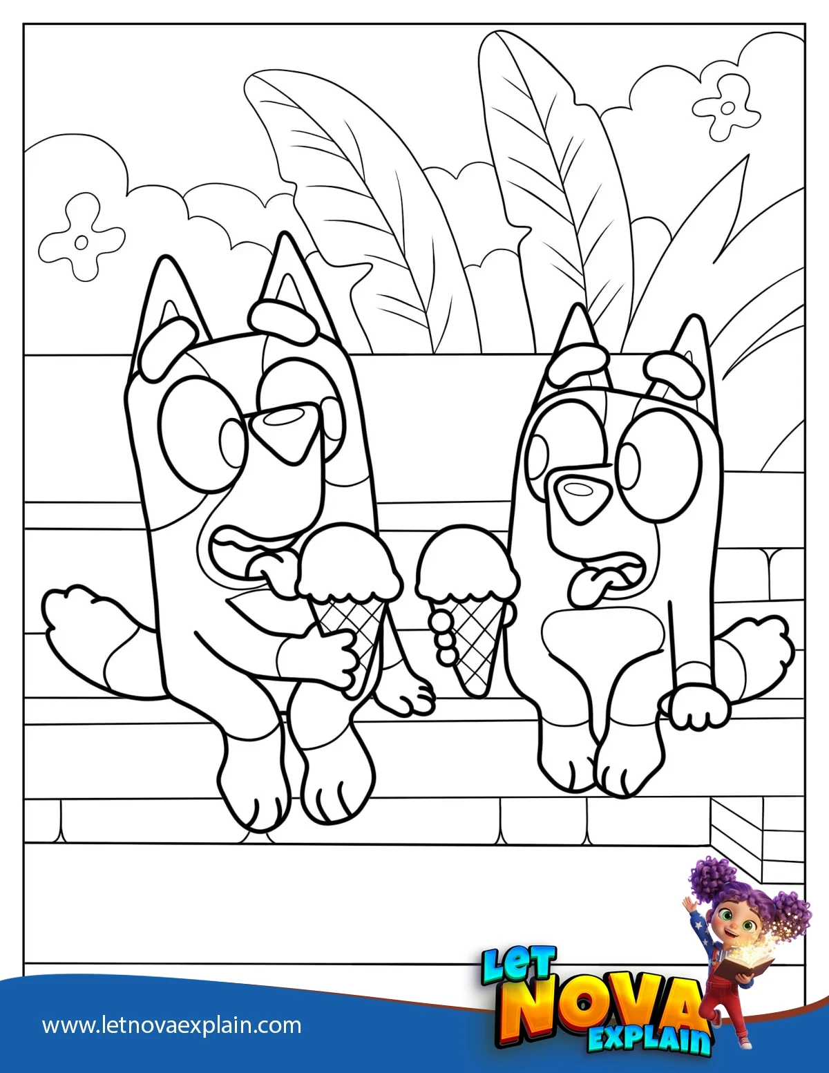 Bluey And Bingo Eating Ice Cream — PDF stampabile