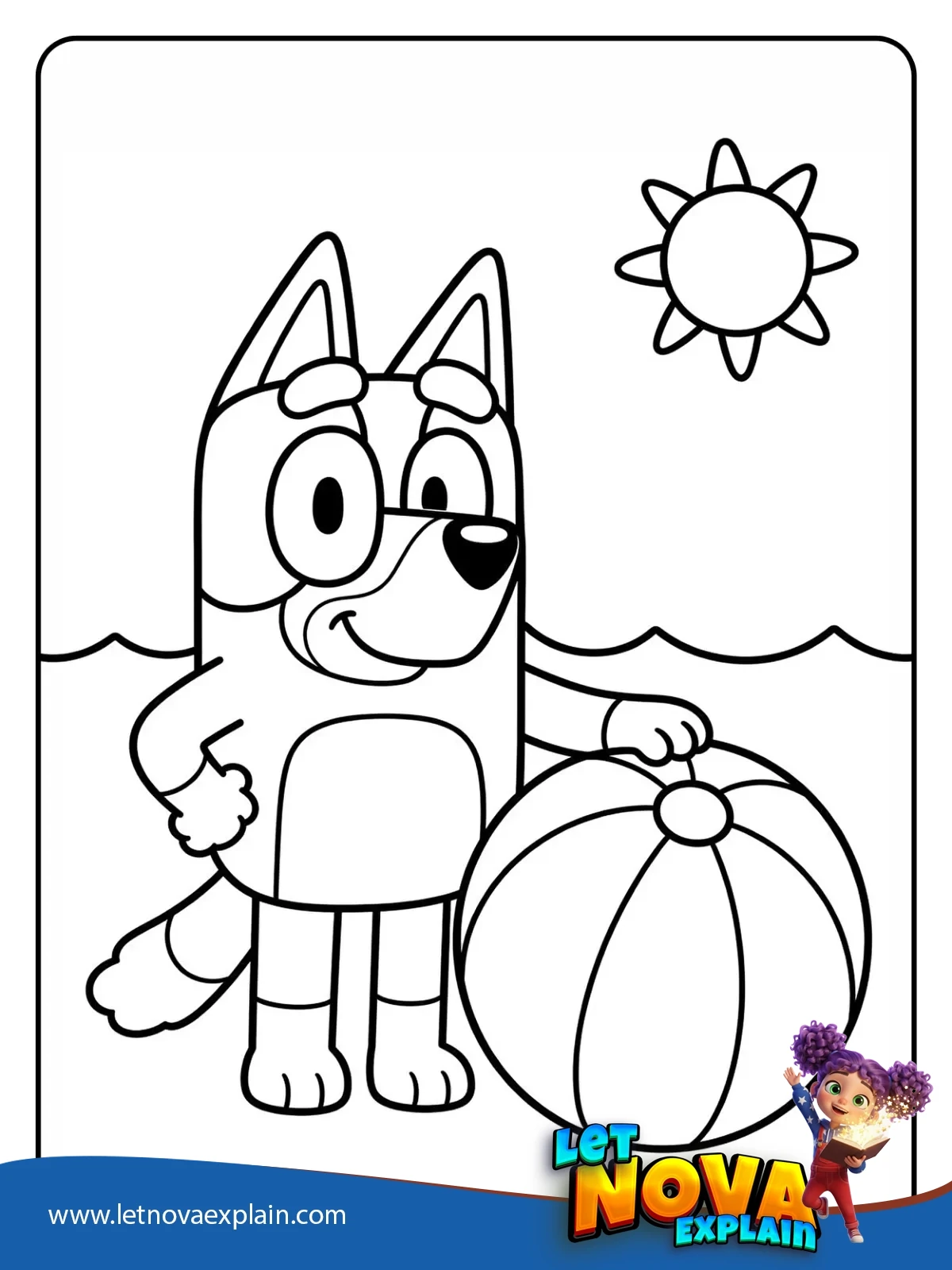Bluey Beach Ball Fun coloring — PDF stampabile