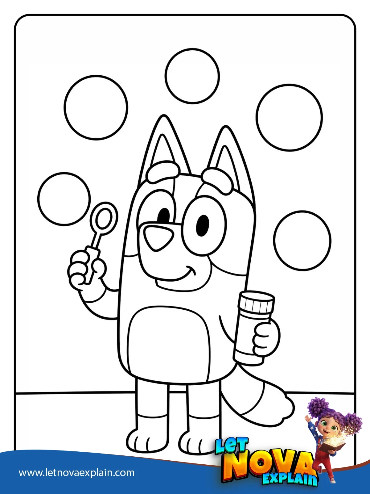 Bluey Bubble Play coloring — PDF stampabile