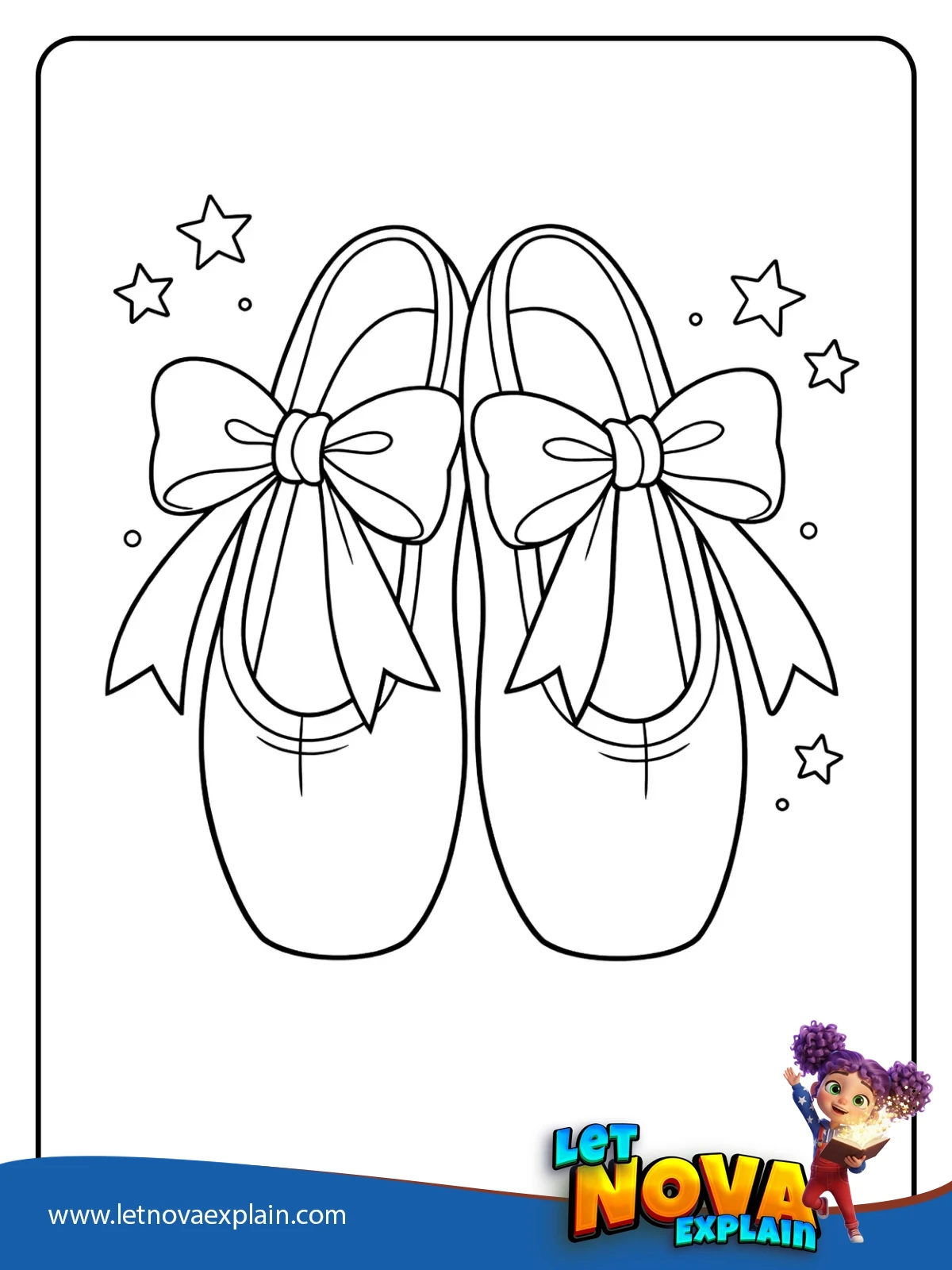 Ballet Slippers With Ribbon Bow coloring — Coloring page