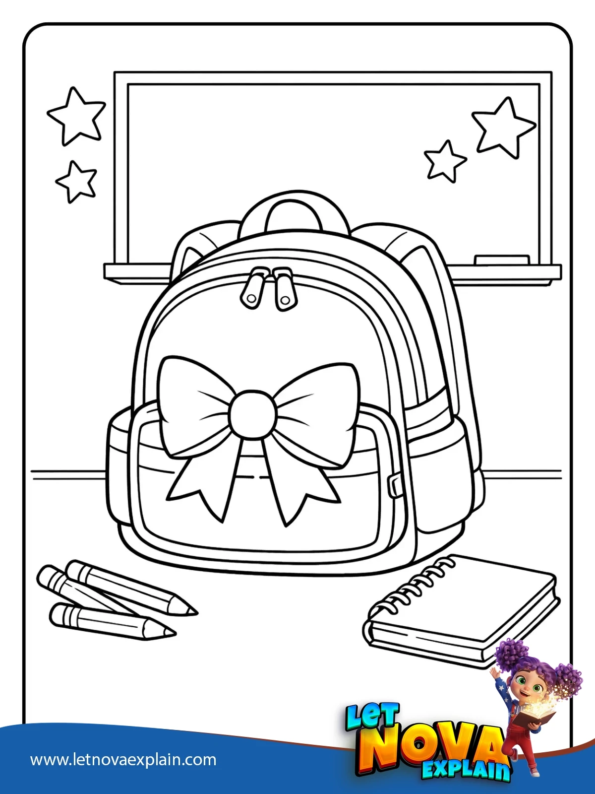 School Backpack With Bow coloring — Disegno da colorare