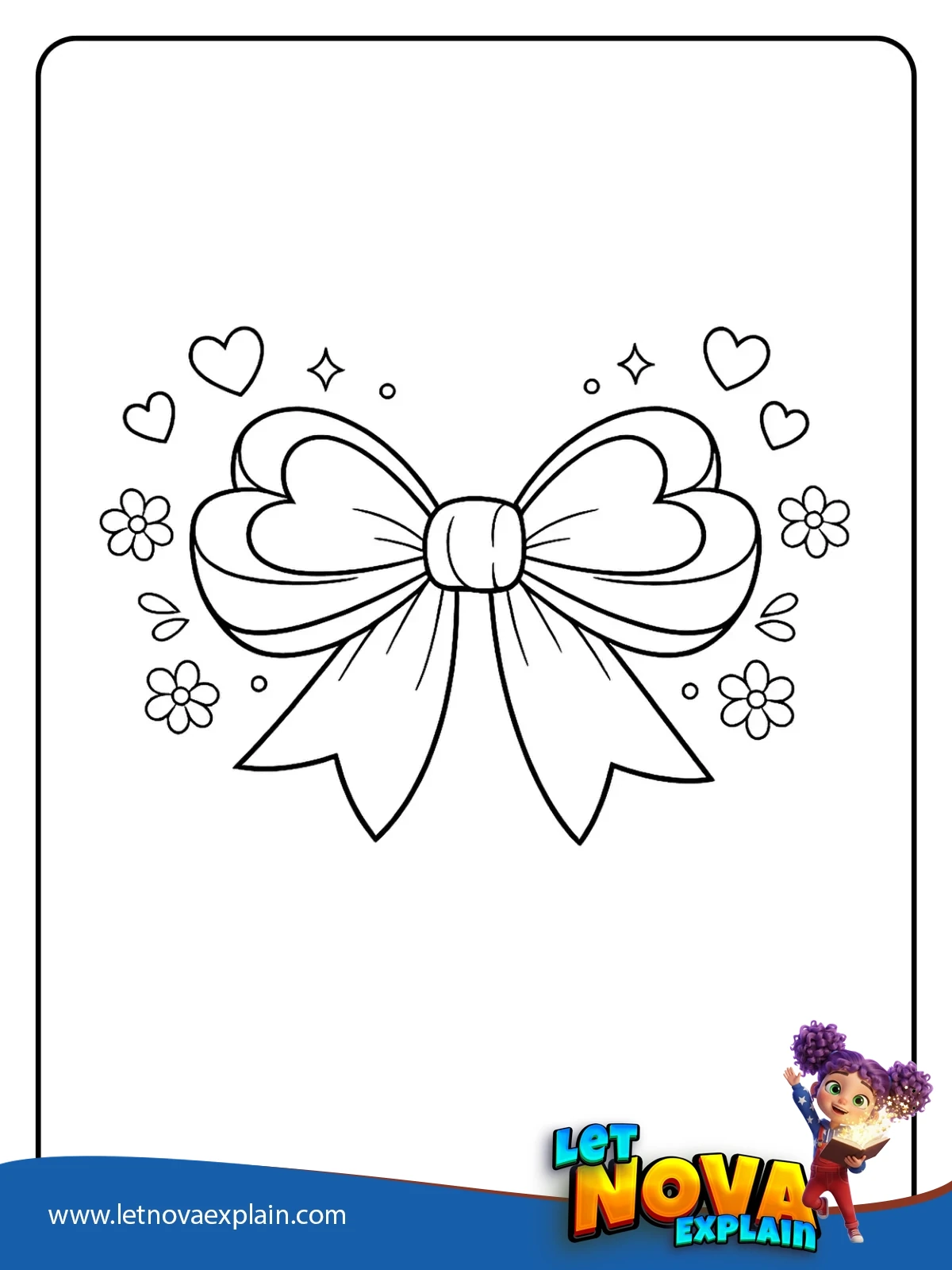 Valentine Heart Bow coloring — Página para colorear