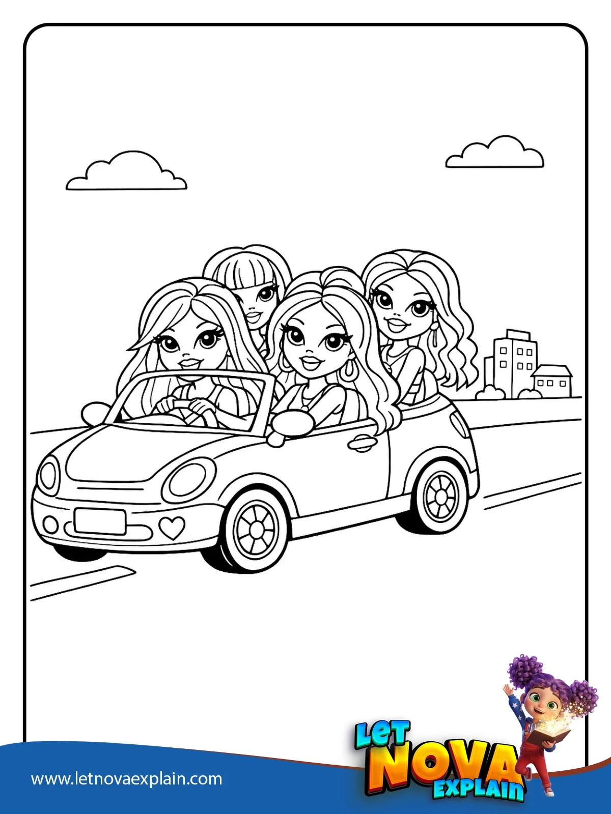 Besties in the Cute Cruiser coloring — Coloring page
