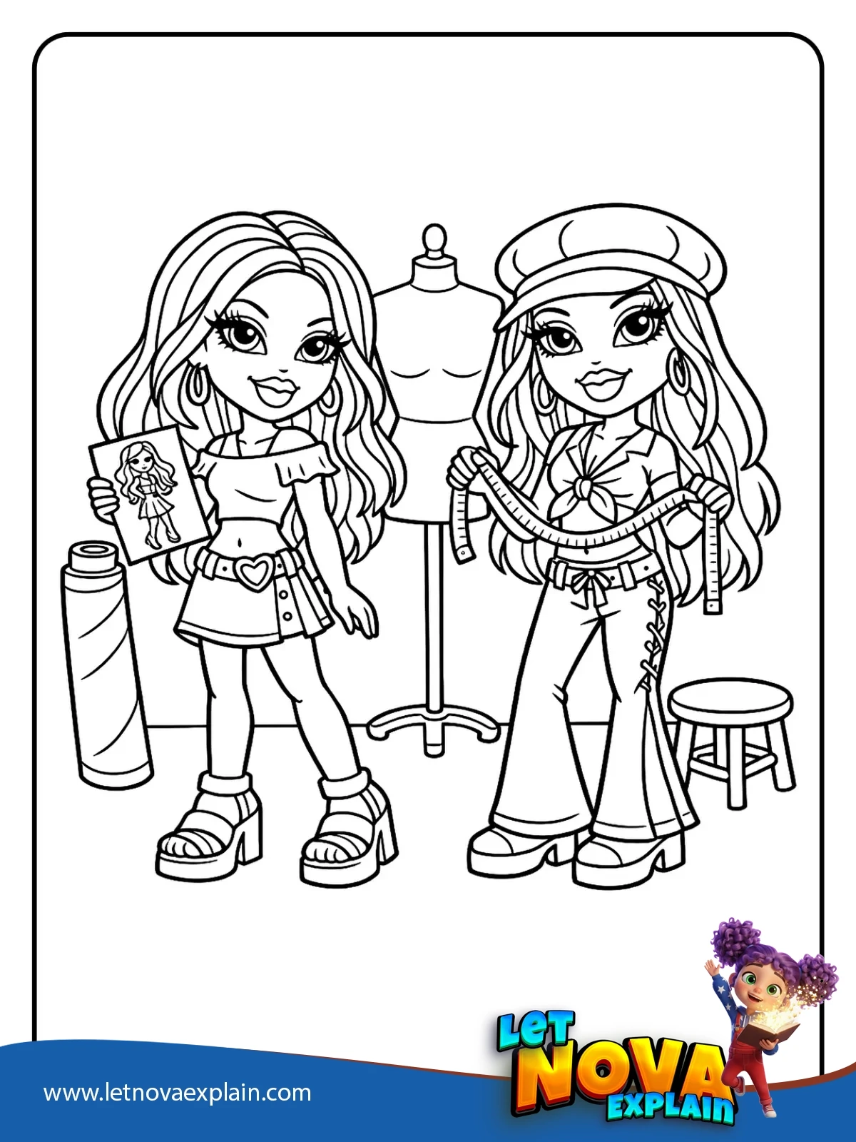 Dana and Fianna Dress Design Day coloring — Coloring page