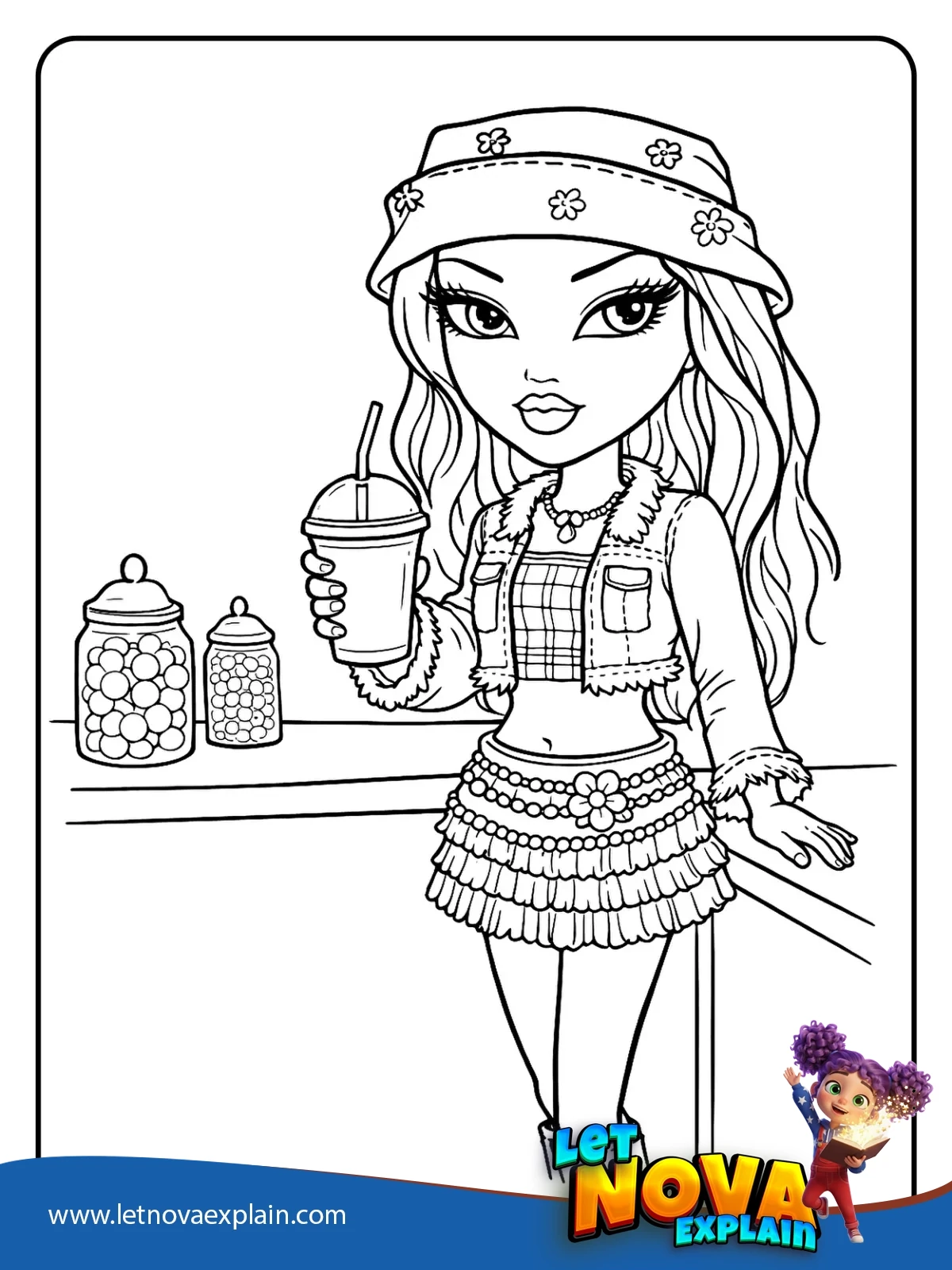Kumi at the Snack Shop coloring — Coloring page