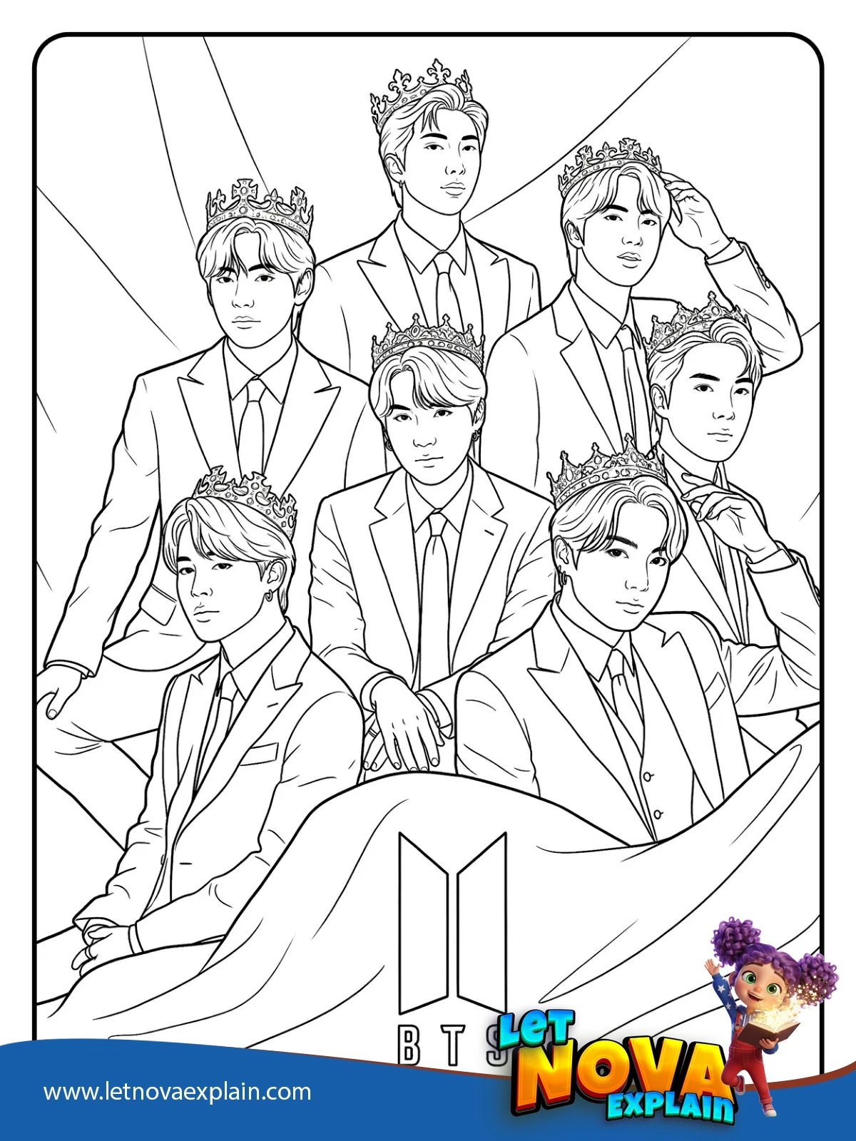 BTS Crowned Kings coloring — Coloring page
