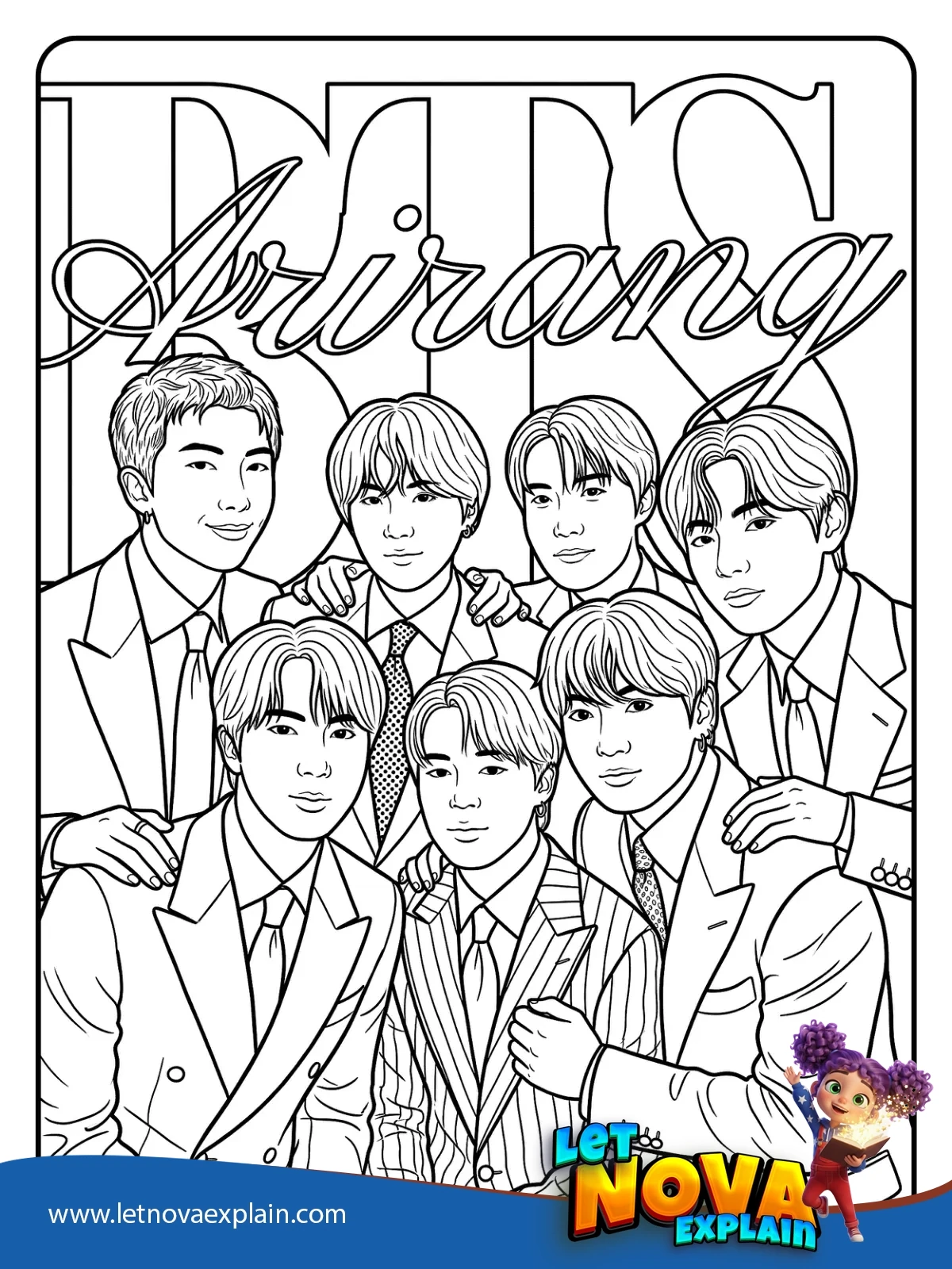 Bts Arirang Group Poster coloring — صفحة تلوين
