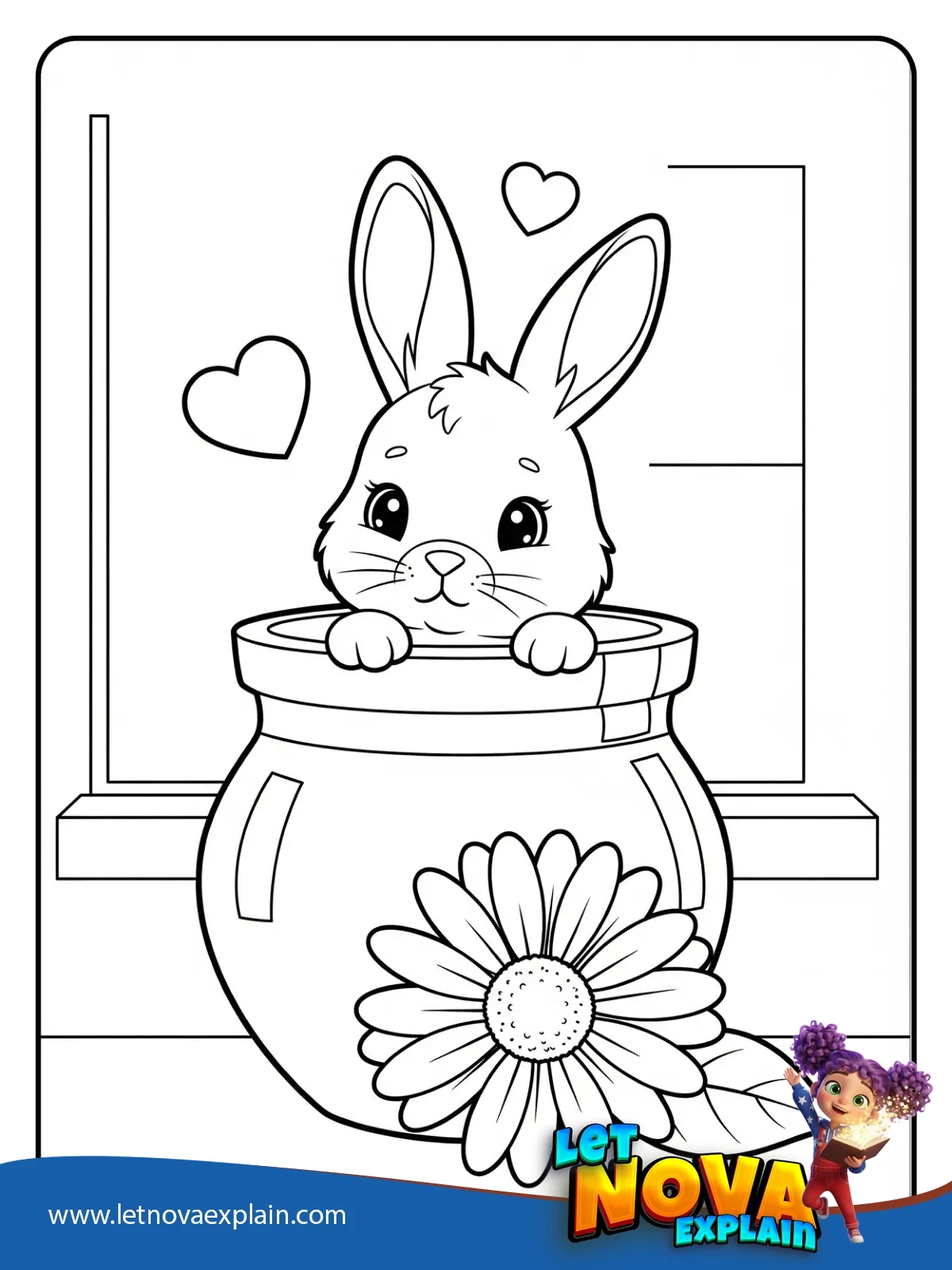 Flower Pot Peek coloring — Página para colorear