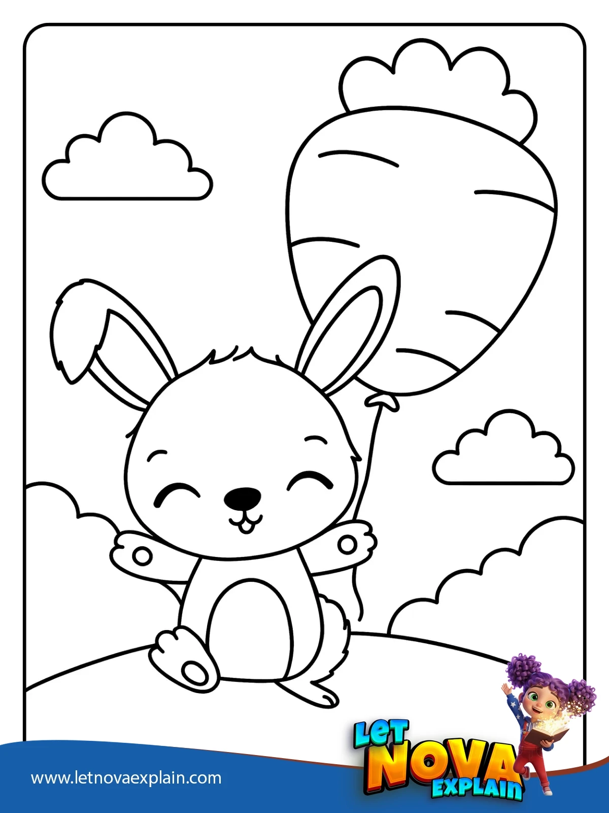 Kawaii Carrot Balloon coloring — Página para colorear