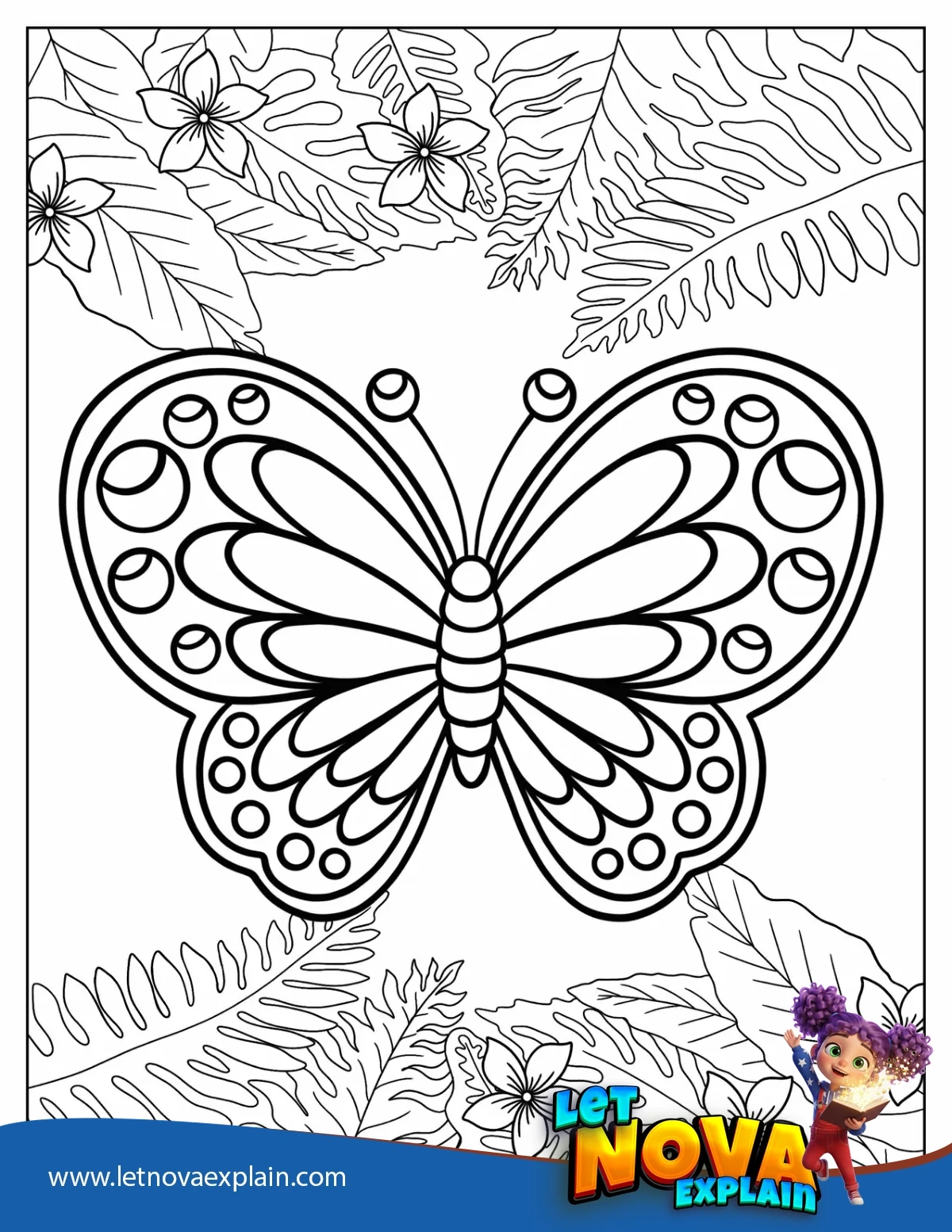Adorable Butterfly With Sectioned Body Coloring Sheet — Coloring page