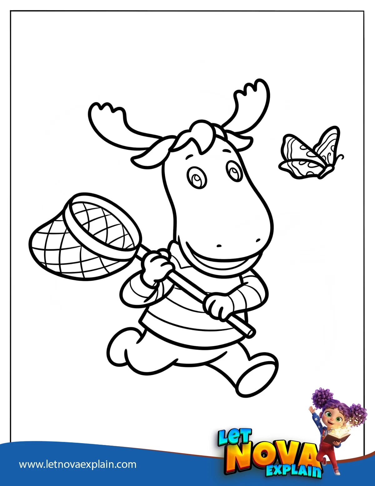 Backyardigans Tyrone Catching A Butterfly Coloring Sheet — Coloring page