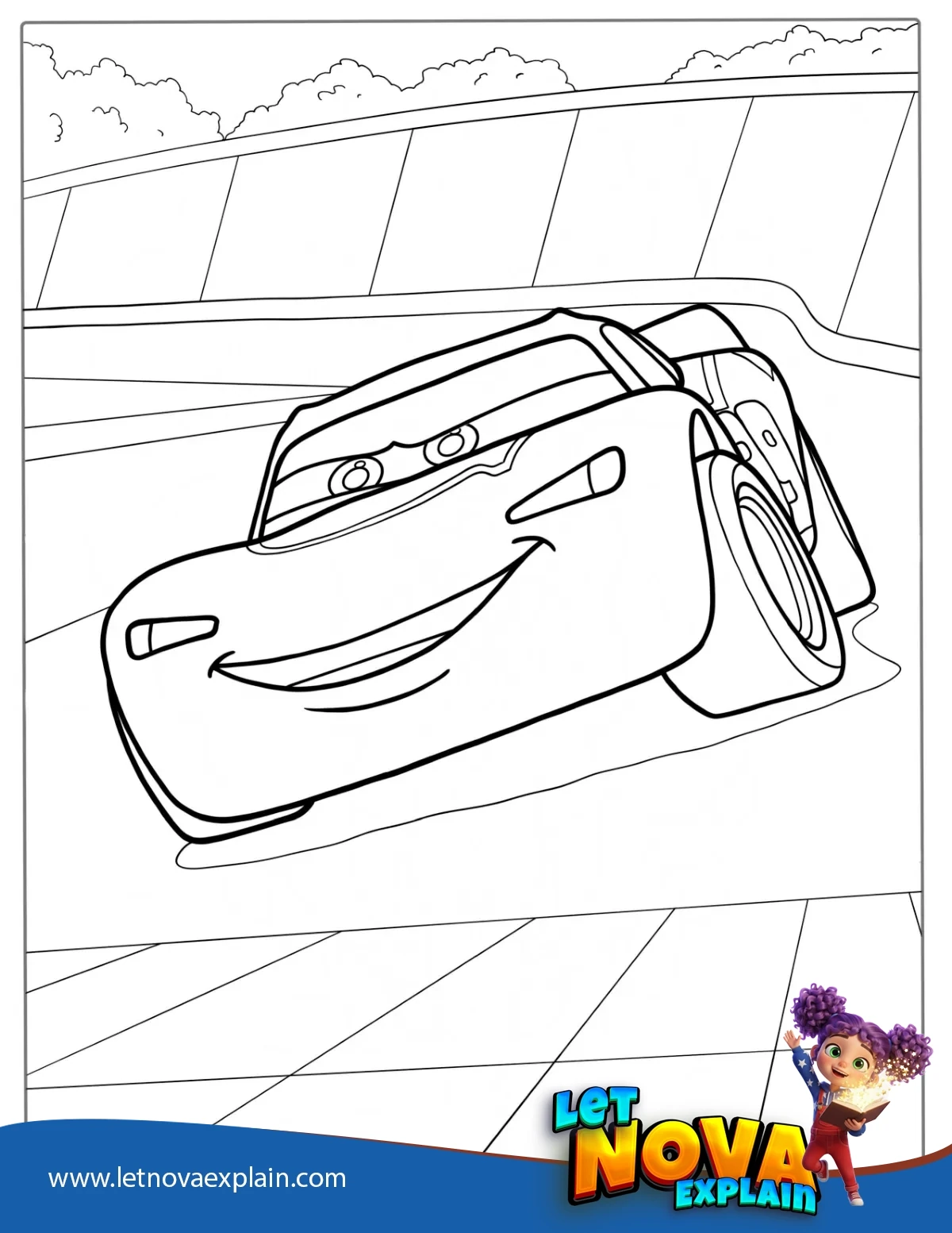 Simple Outline Of Lightning McQueen To Color — Coloring page