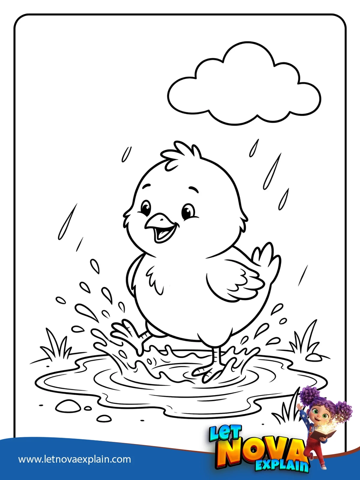Chick In Rain Puddle coloring — Disegno da colorare