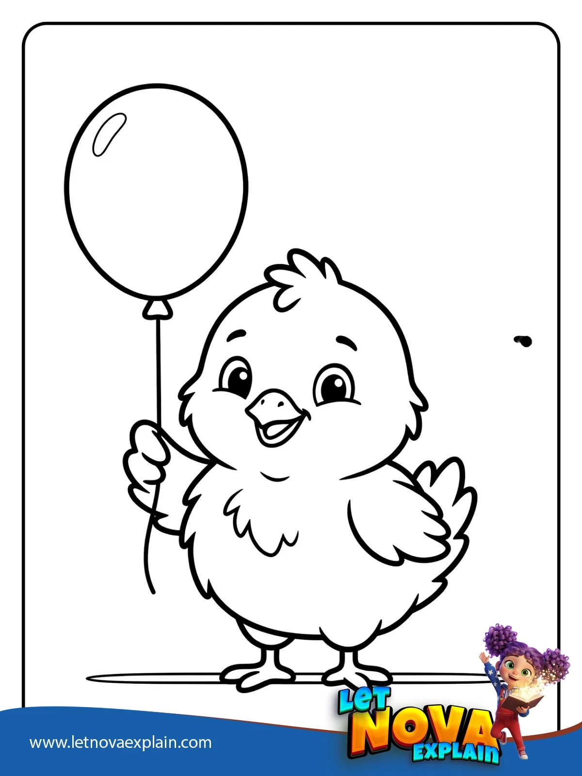 Chick With A Balloon coloring — Disegno da colorare