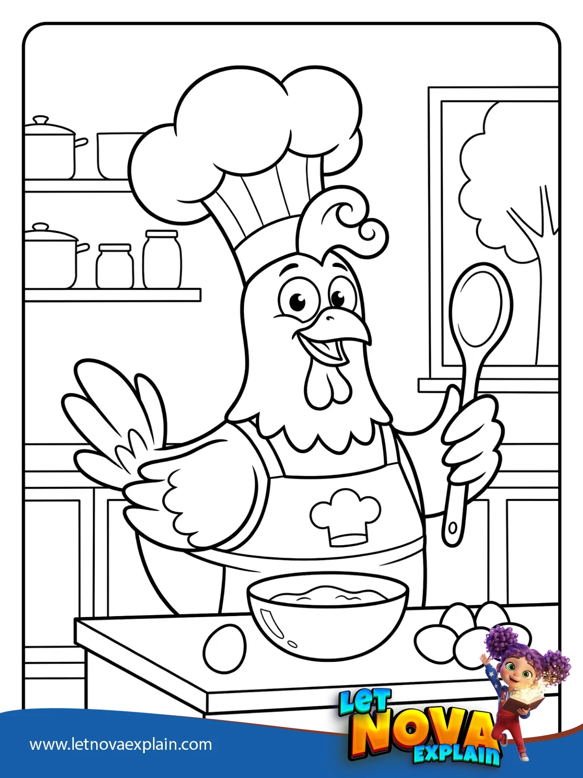 Chicken Chef coloring — Disegno da colorare
