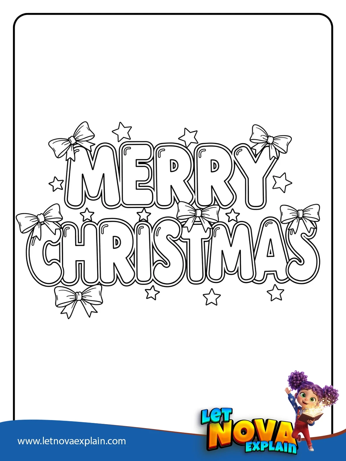 Big MERRY CHRISTMAS Text coloring — Printable PDF