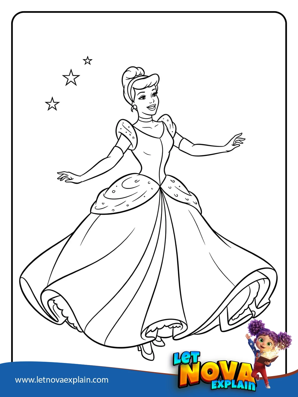 Cinderella at the Royal Ball coloring — Disegno da colorare