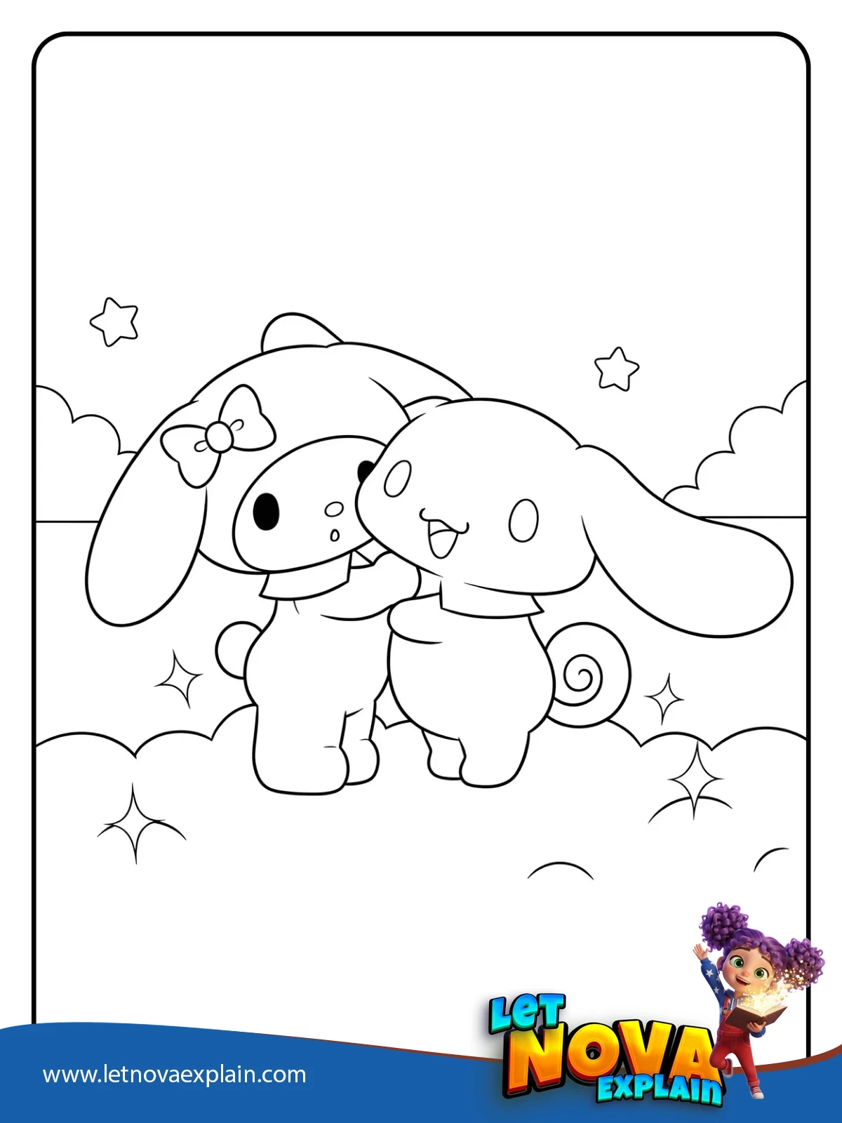 Cinnamorolls Cloudy Hug coloring — Printable PDF