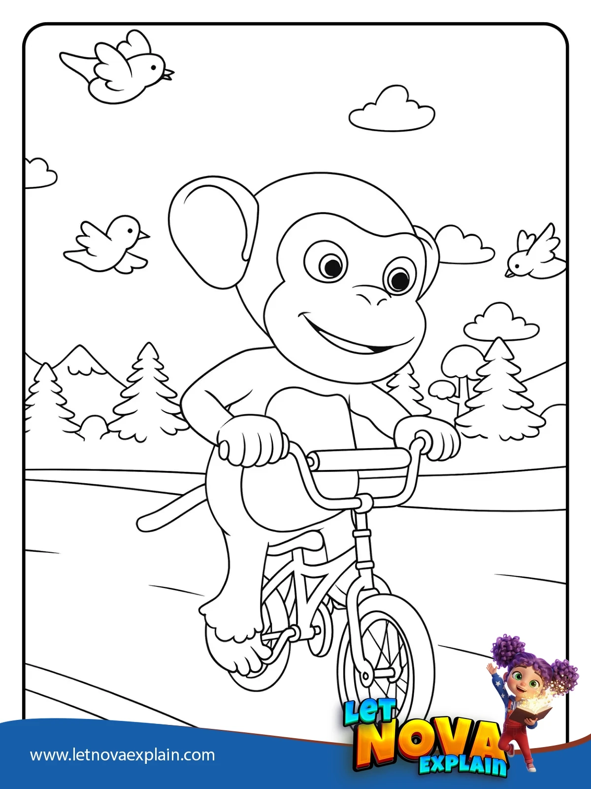 Mochis Park Bike Ride coloring — Coloring page