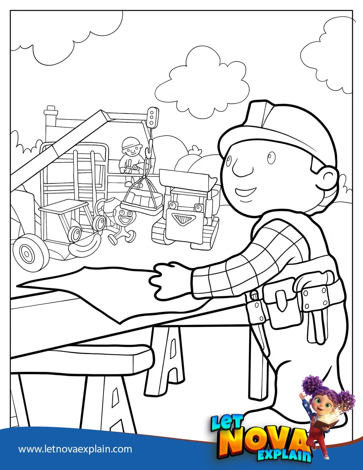 Bob The Builder With Crew In Construction Site — Printable PDF