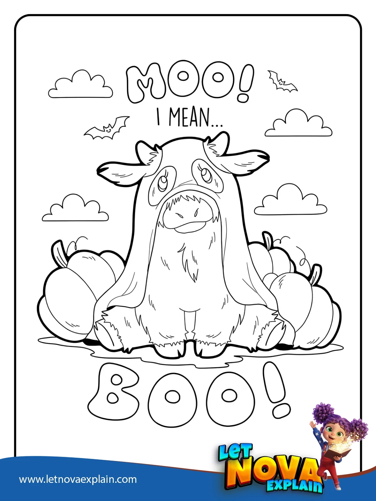 Halloween Cow moo… Boo coloring — Coloring page