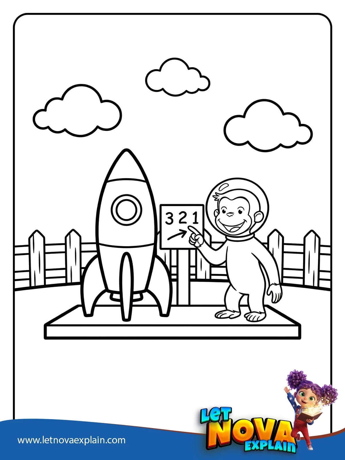 Curious George Launch Day Countdown coloring — Disegno da colorare