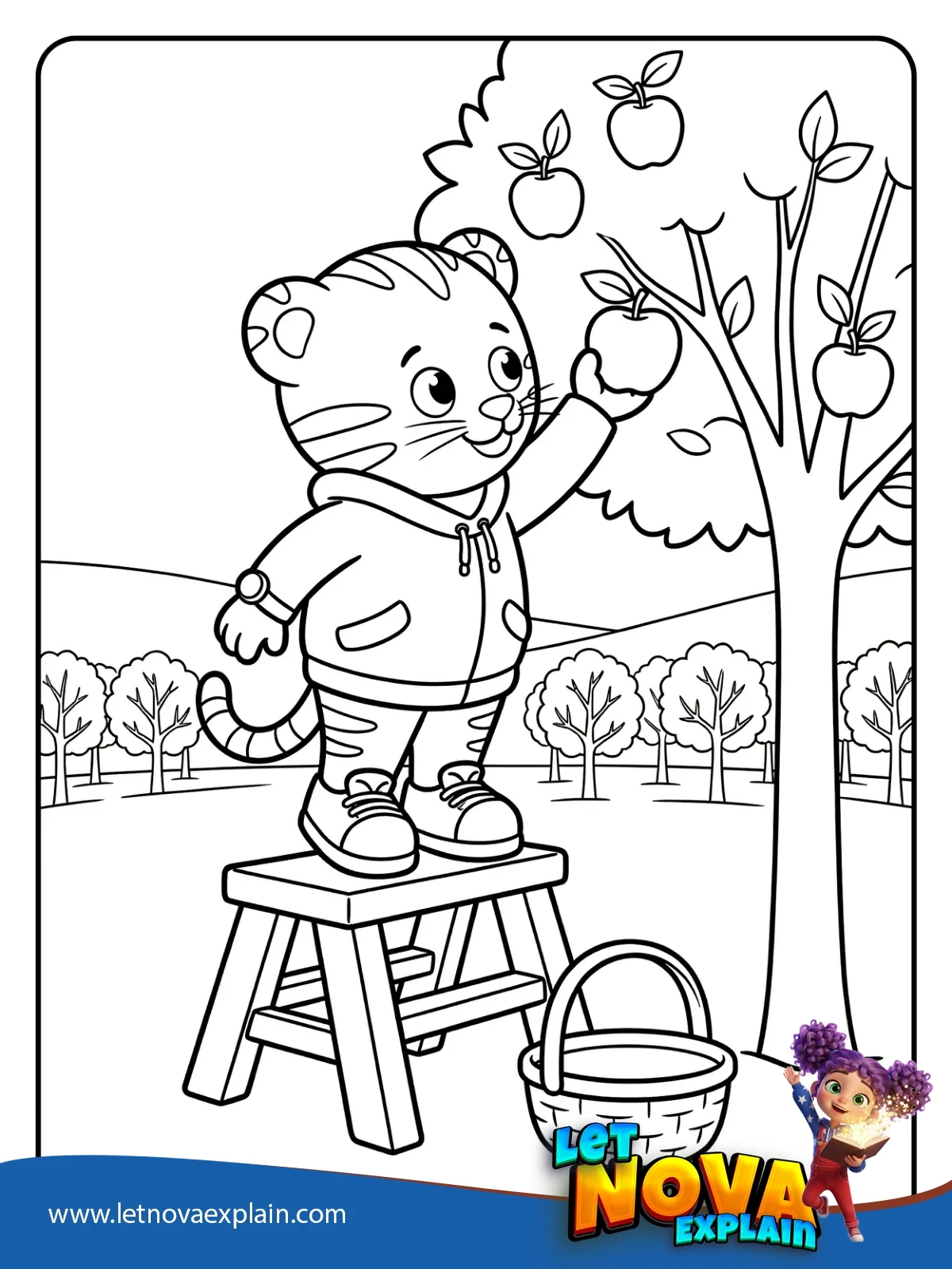 Daniel Tiger Picks Apples coloring — Page de coloriage