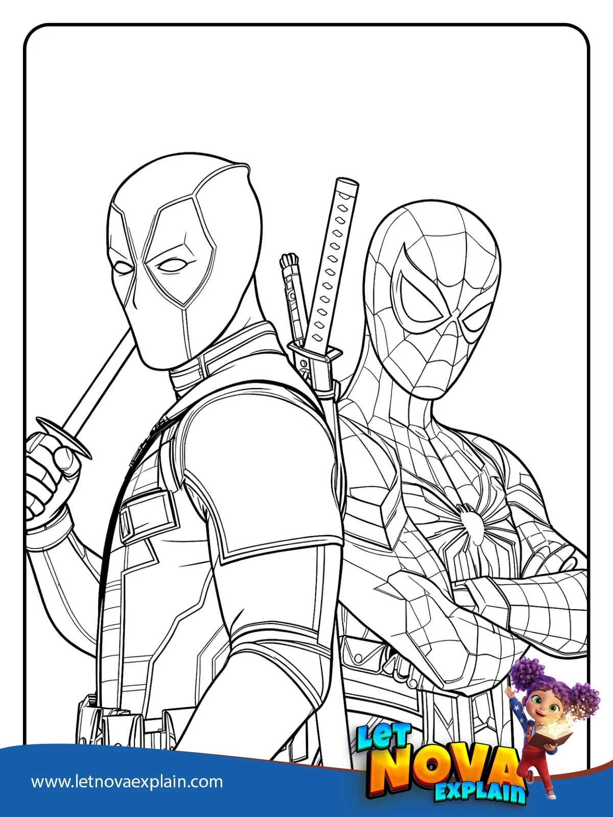 Back to Back Team Up coloring — Printable PDF
