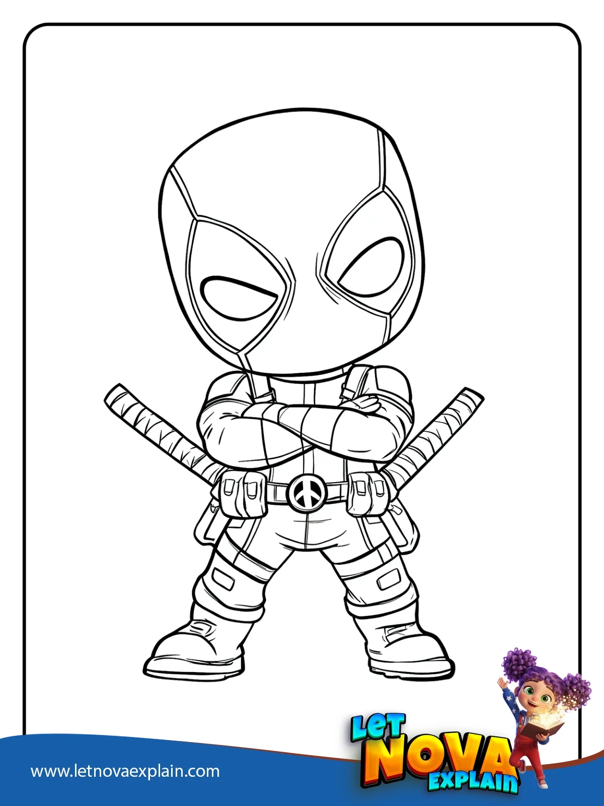 Chibi Warrior Stance coloring — Printable PDF