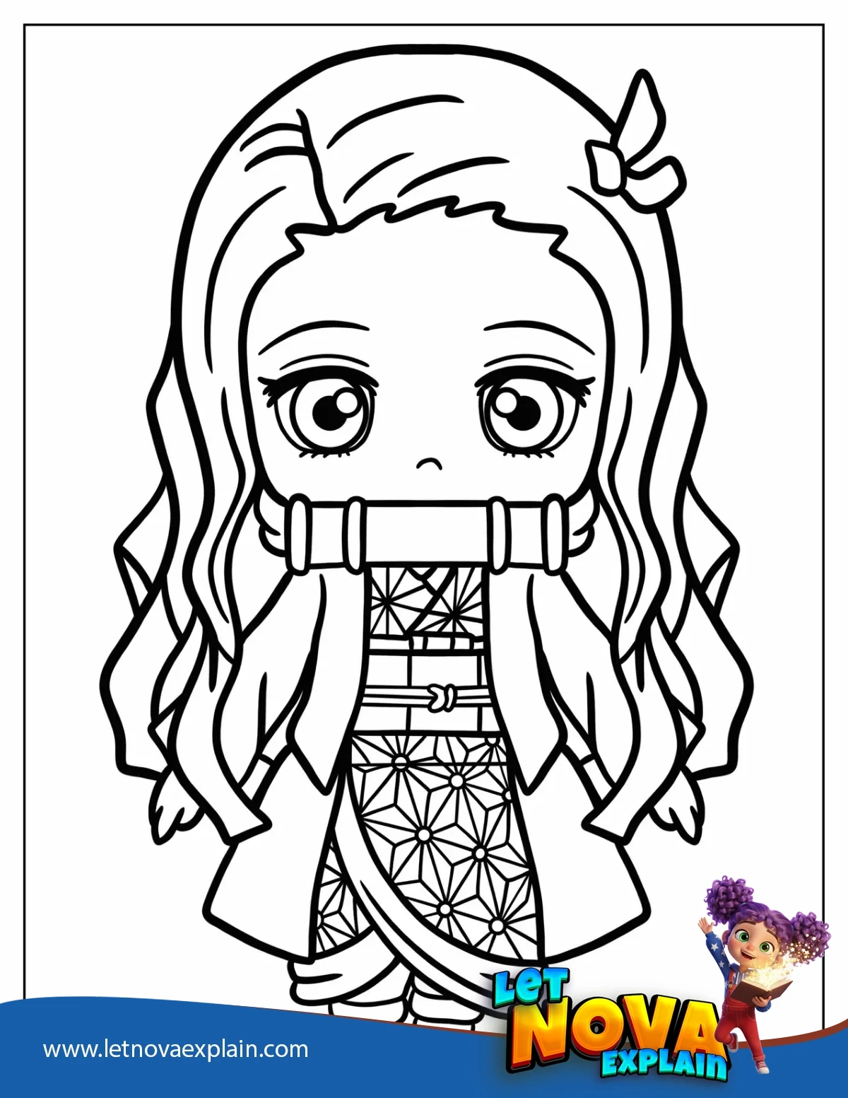 Chibi Nezuko Coloring In For Preschoolers — صفحة تلوين