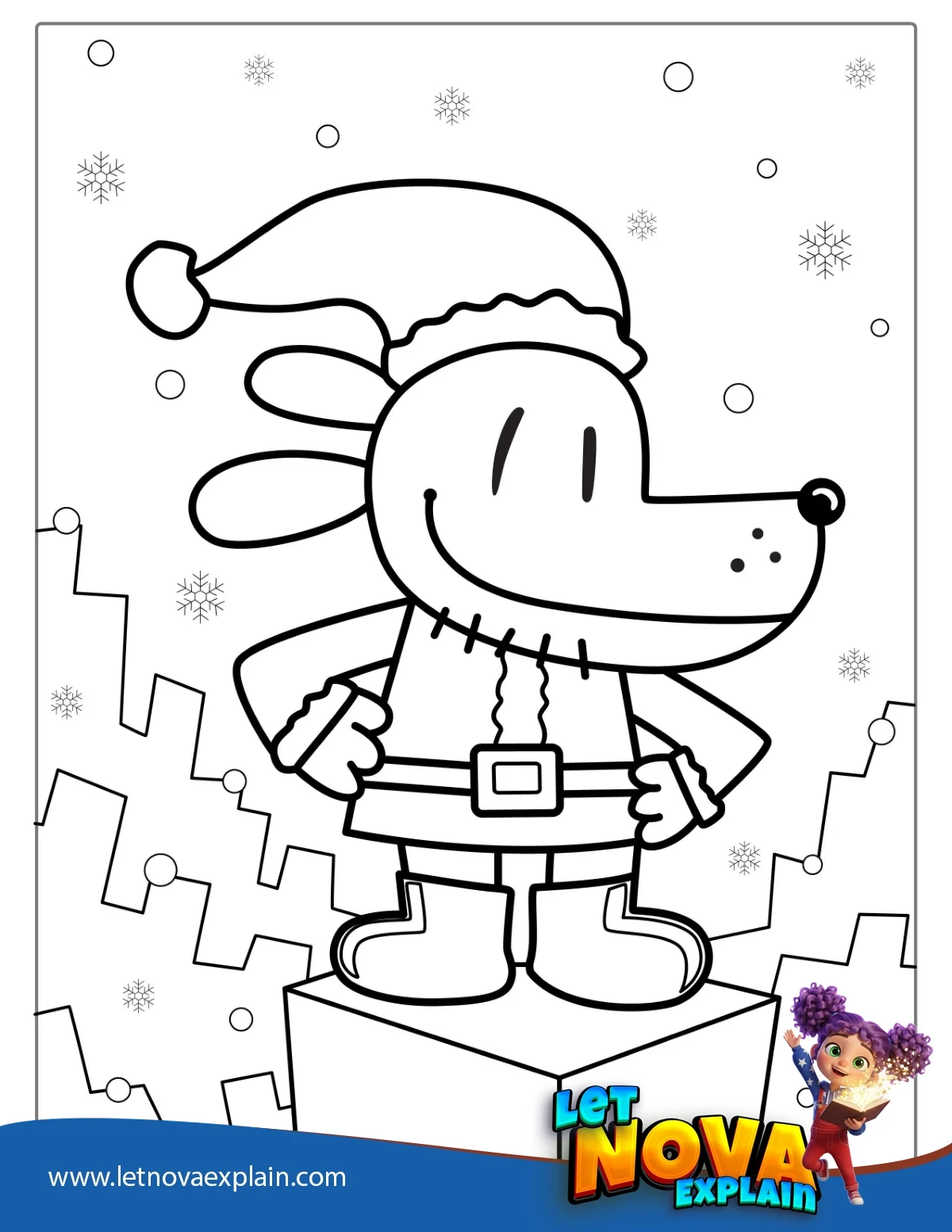 Christmas Themed Dog Man Coloring Sheet — PDF imprimable