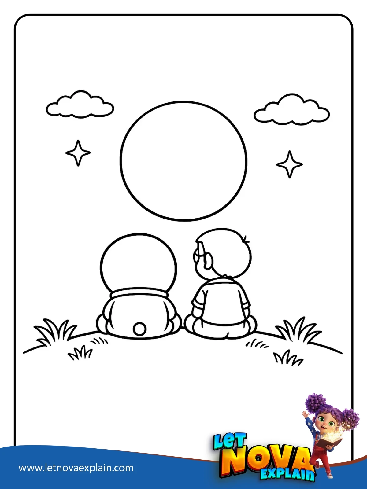 Doraemon and Nobita Looking at the Moon coloring — Page de coloriage
