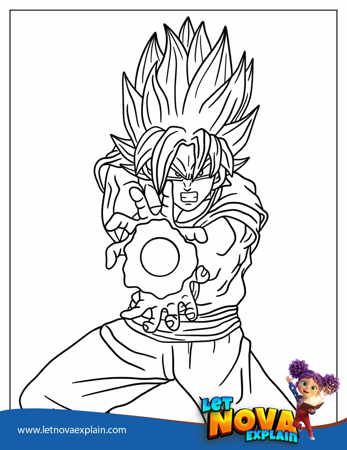 Goku Releasing Kamehameha Coloring In For Preschoolers — Page de coloriage