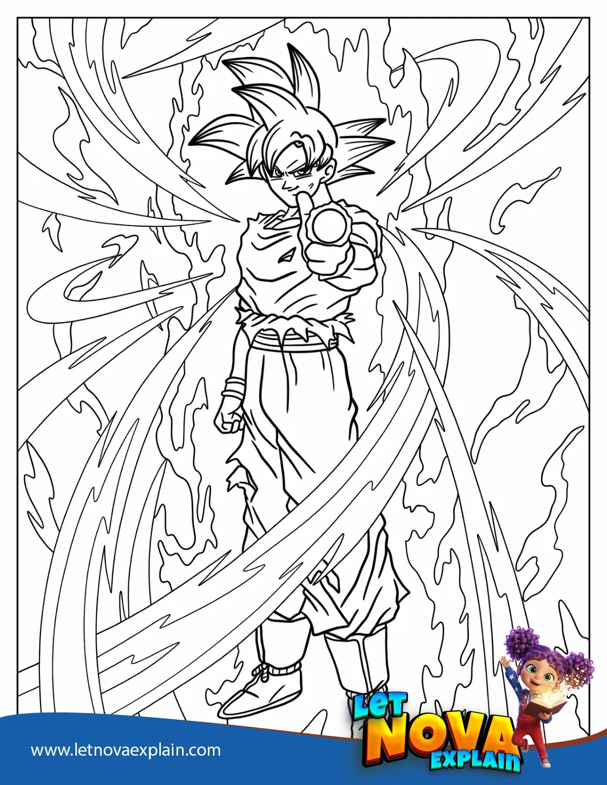 Goku Using Finger Beam Coloring Sheet — Page de coloriage