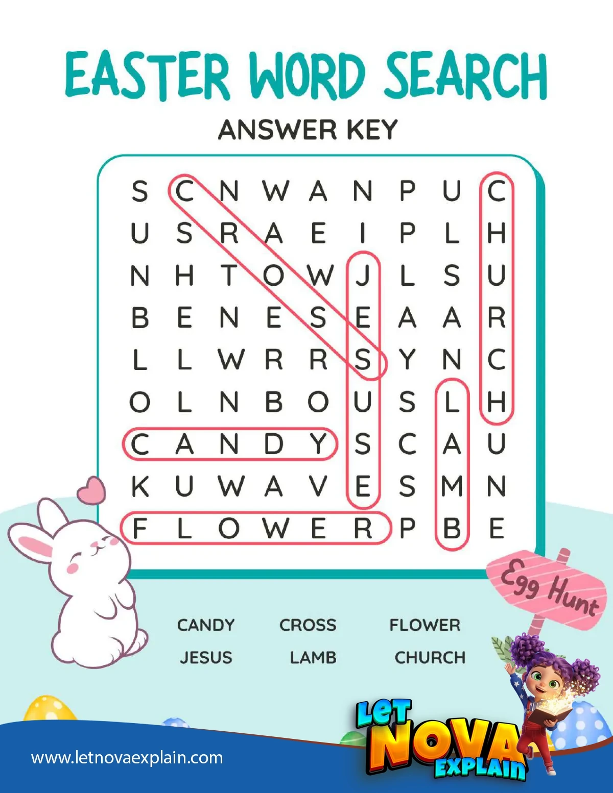 Adorable Easter Word Search For Kids Answer Key — PDF stampabile