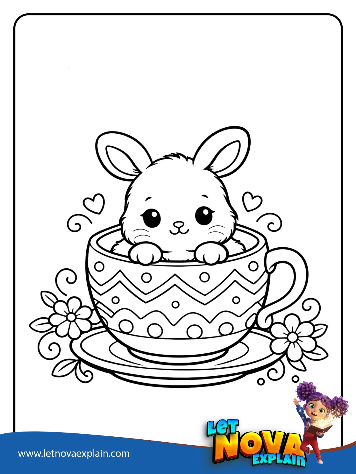 Bunny In A Teacup Egg coloring — Coloring page