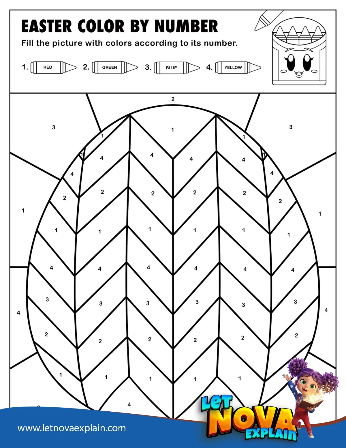 Chevron Easter Egg Color by Number — Coloring page