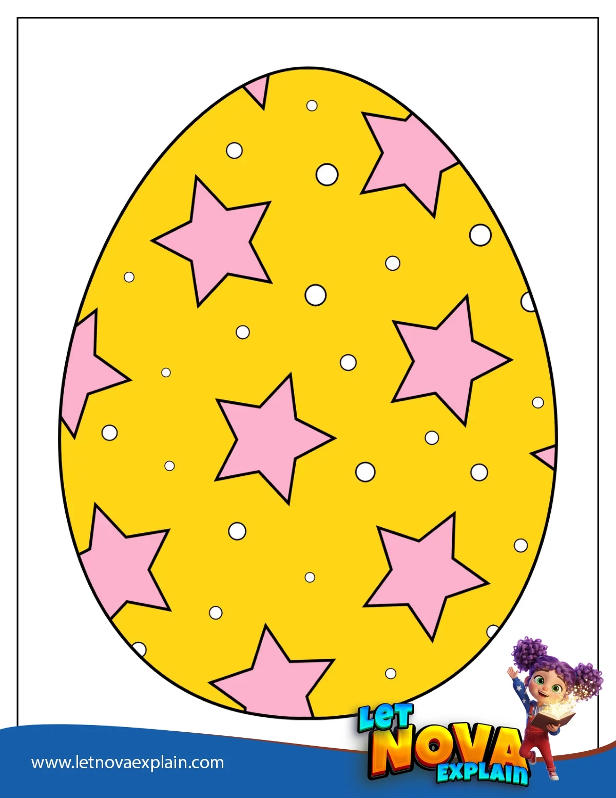 Colored Full Page Starry Easter Egg Template — Coloring page