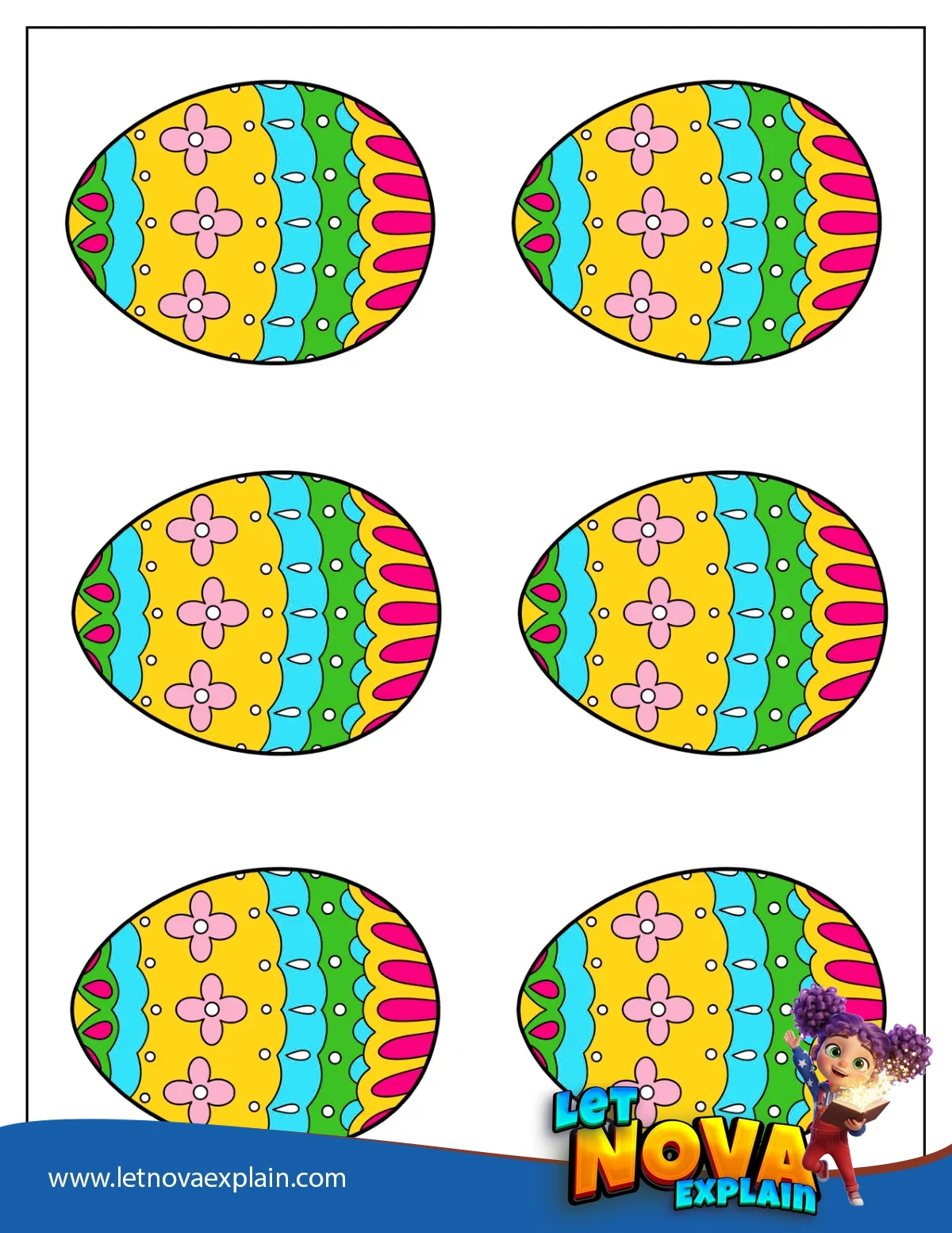 Colored Medium Floral Easter Egg Template — Coloring page